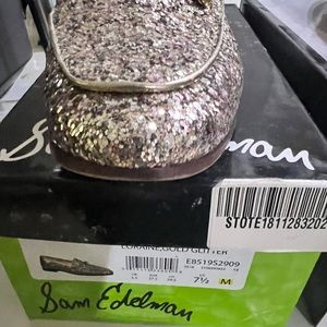 Gold glitter loafers by Sam Edelman. Wore one time at Christmas.